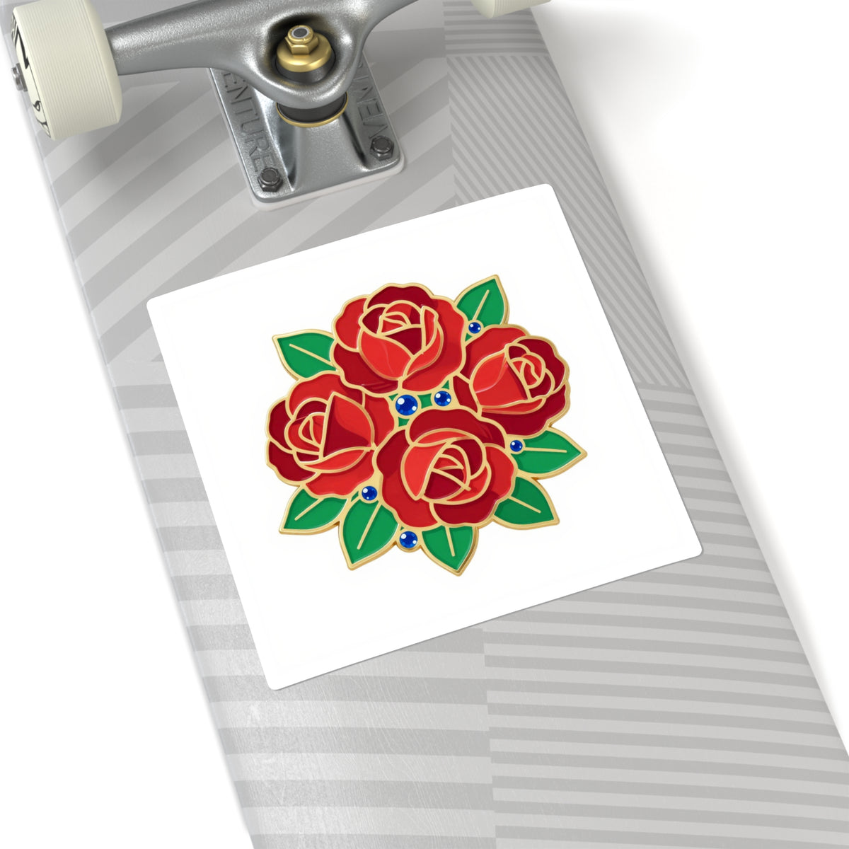 Oversized Brooch Bloom Vinyl Decal, 3in Faux Enamel Pin Look