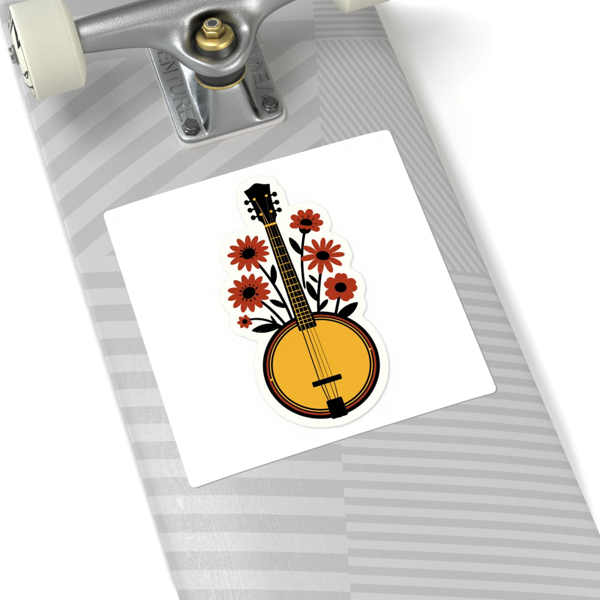 'Pickin' & Grinnin'' Banjo Sticker, 3in Folk-Art Bluegrass Decal