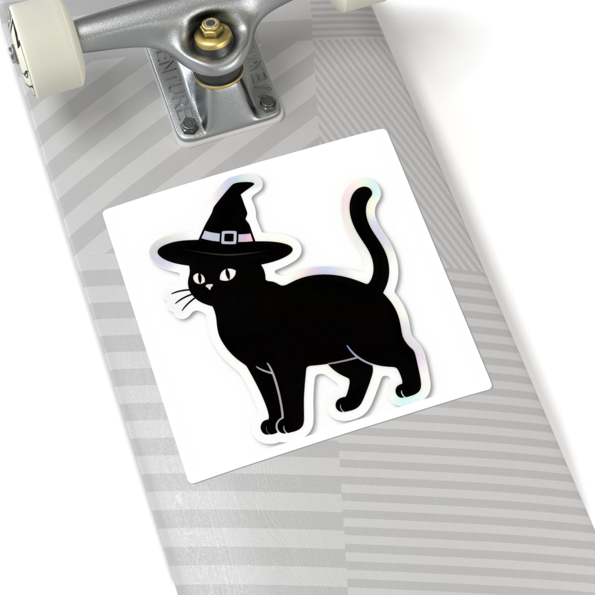 'Witch's Familiar' Holographic Black Cat Sticker, 4in Die-Cut