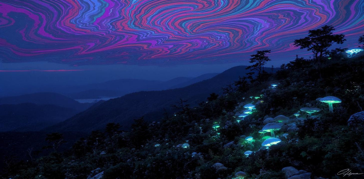 Luminous Mountain Night Metal Print