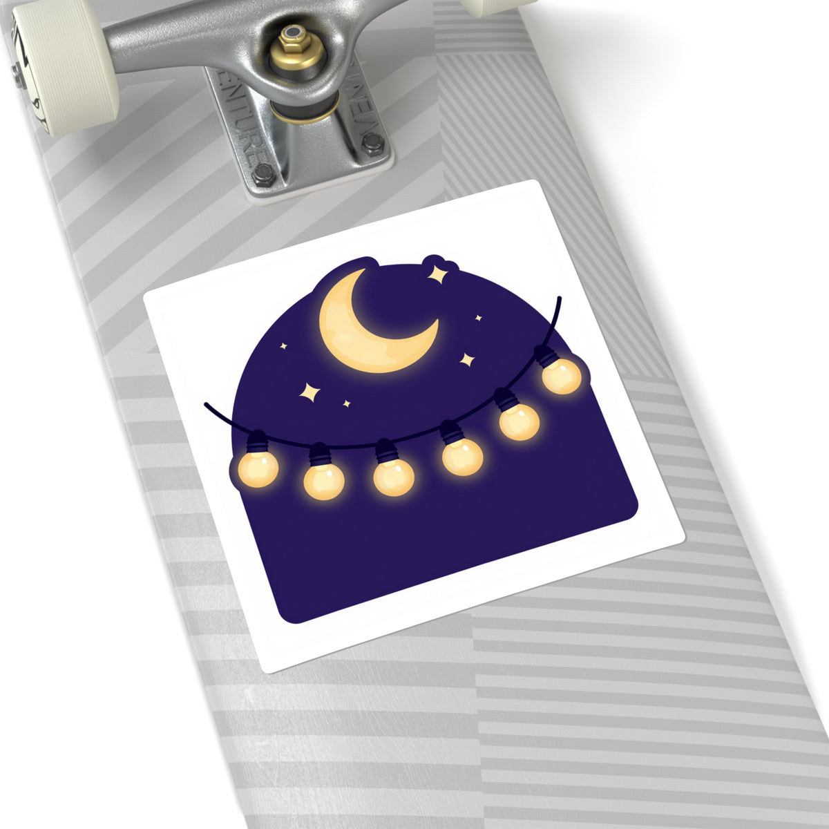 Golden Hour Market Night Holographic Sticker — String Lights, 3.5in
