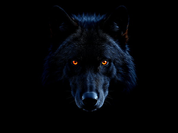 Black wolf head portrait str
