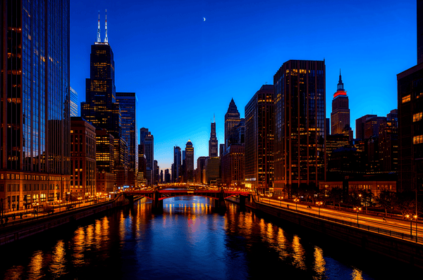 Chicago USA skyline at night