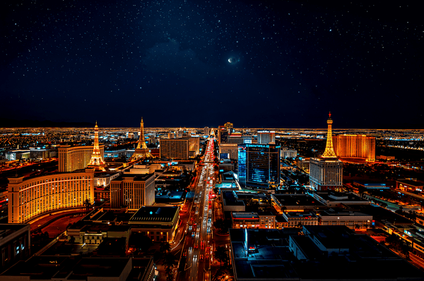Las Vegas Usa Skyline At Nig