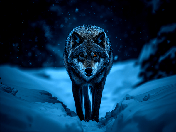 Lone wolf walking through de