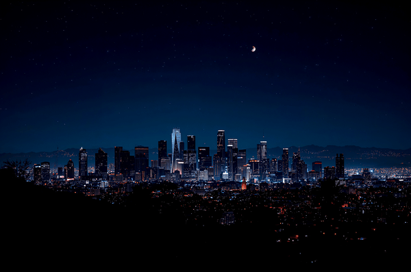 Los Angeles USA skyline at n