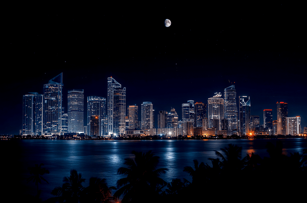 Miami USA skyline at night B
