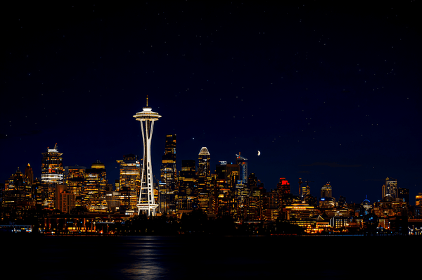Seattle USA skyline at night