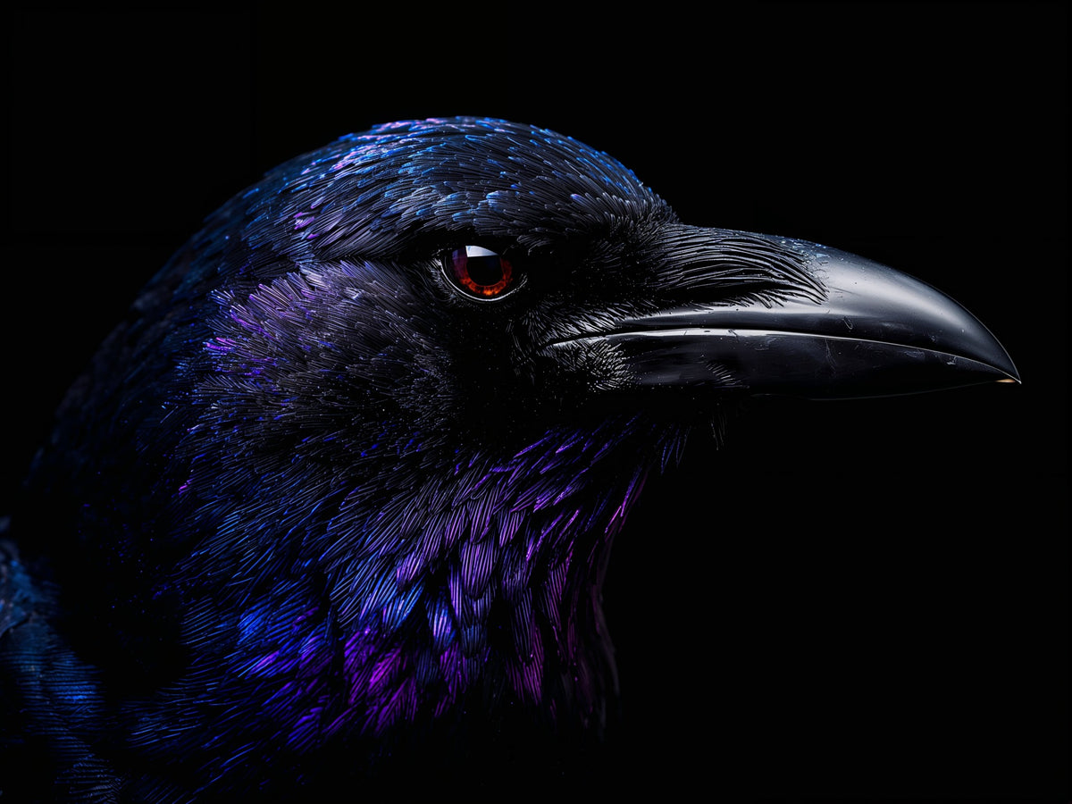 Glossy Raven Portrait Metal Print