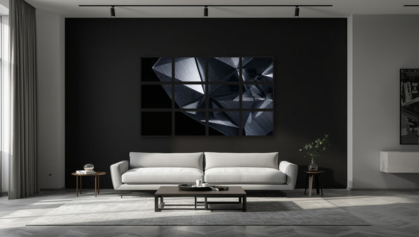 Black Geometric Metal Print Wall Art - Modern Industrial Decor