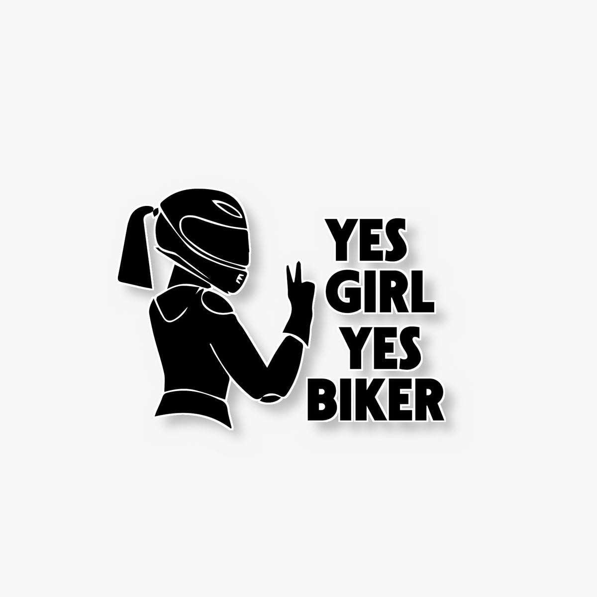 Yes Girl Biker Car Decal -- Laminated