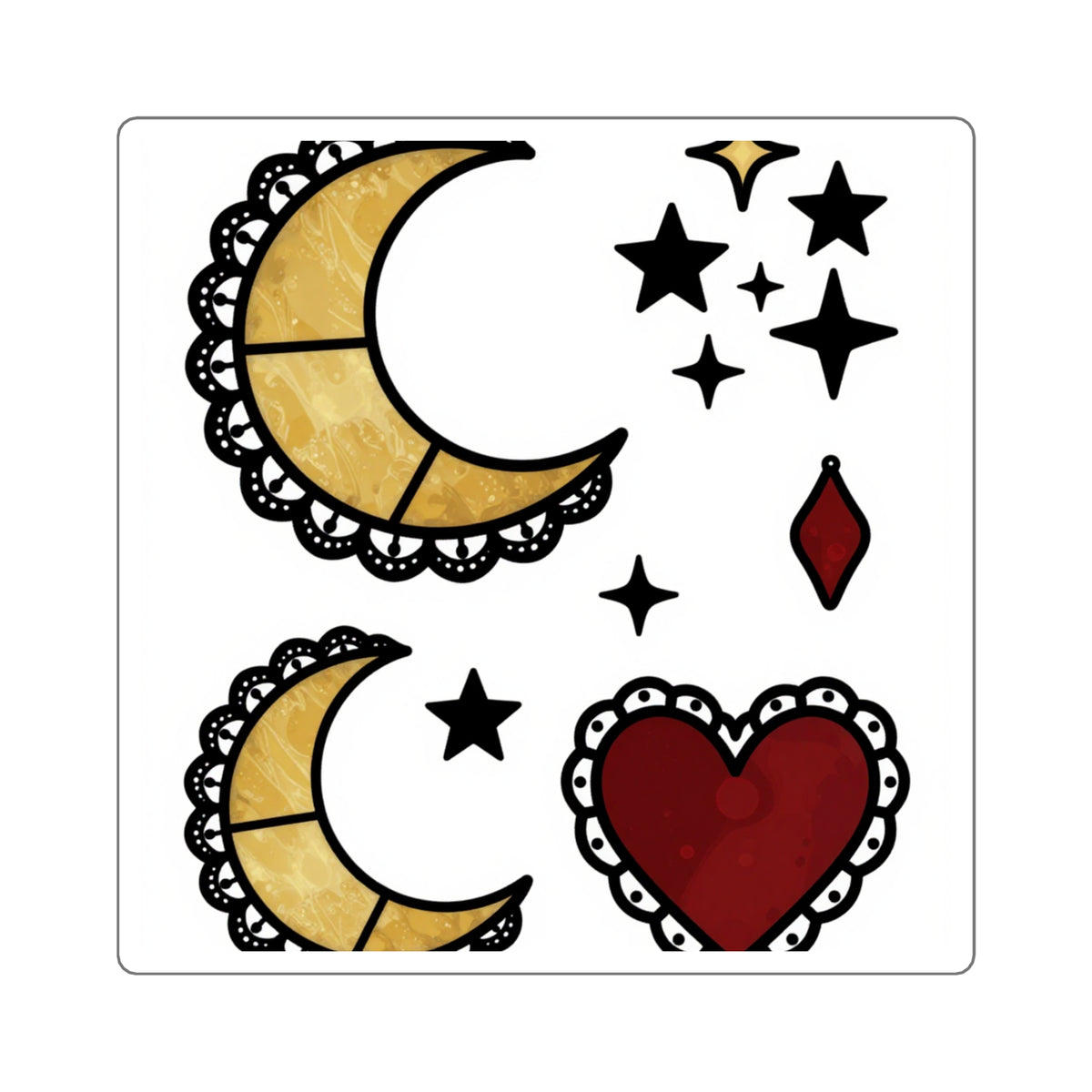 Moonlit Lace Celestial Sticker Sheet - Gothic Laptop Decals 4x6in