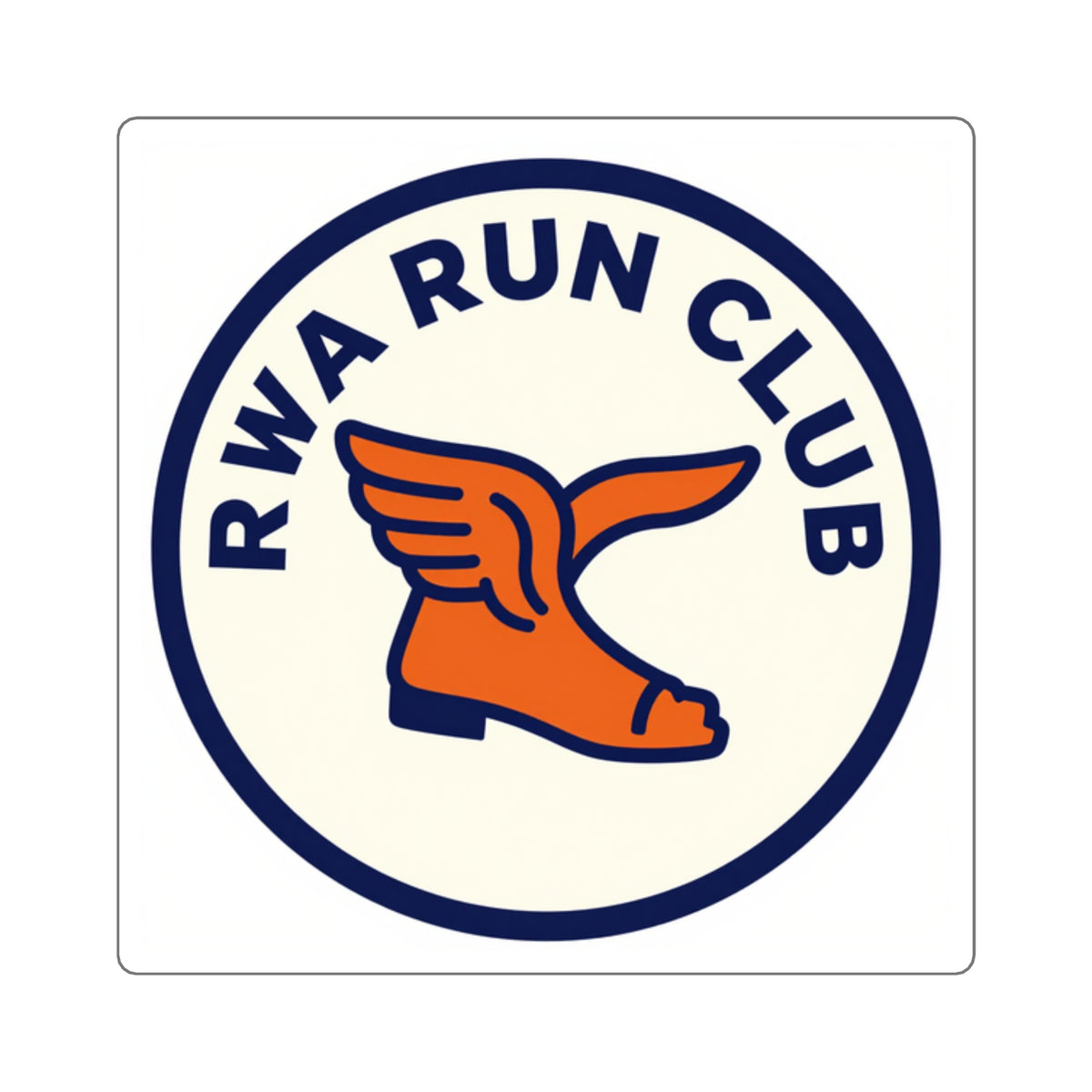 'RVA Run Club' Winged-Foot Die-Cut Sticker, 3in, Water Bottle