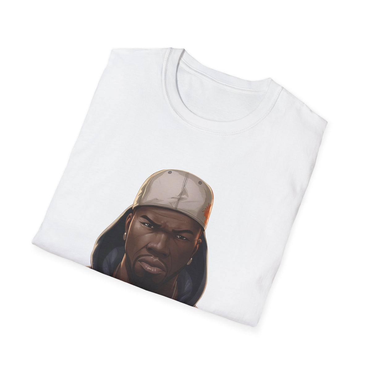 Hip Hop Artist Cartoon Portrait Graphic Tee, Black Streetwear Shirt