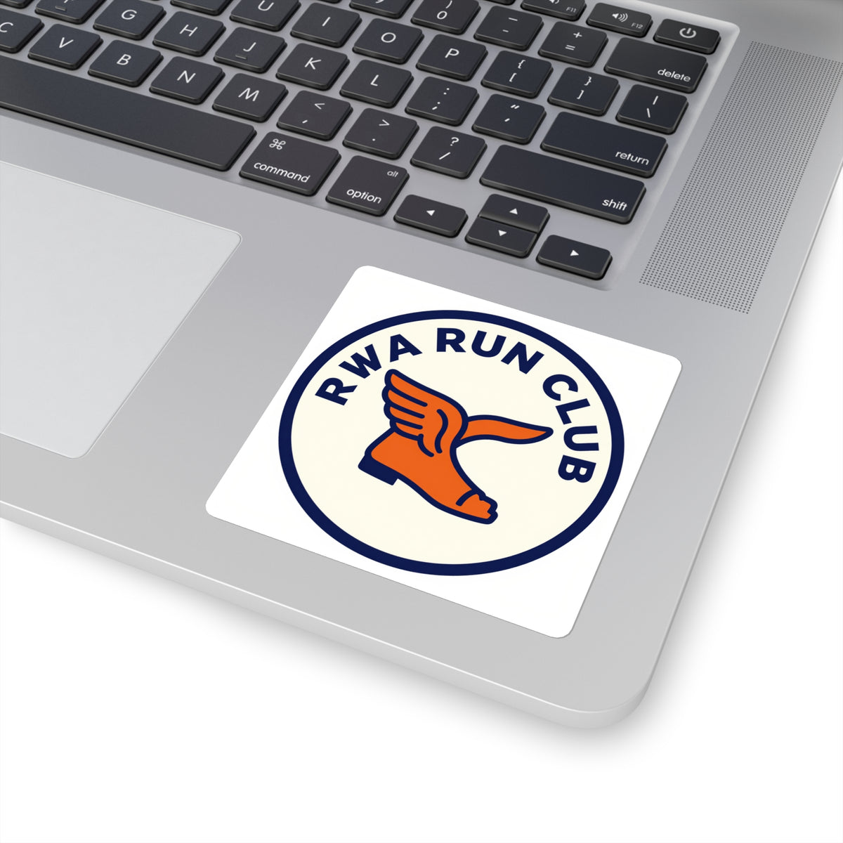 'RVA Run Club' Winged-Foot Die-Cut Sticker, 3in, Water Bottle