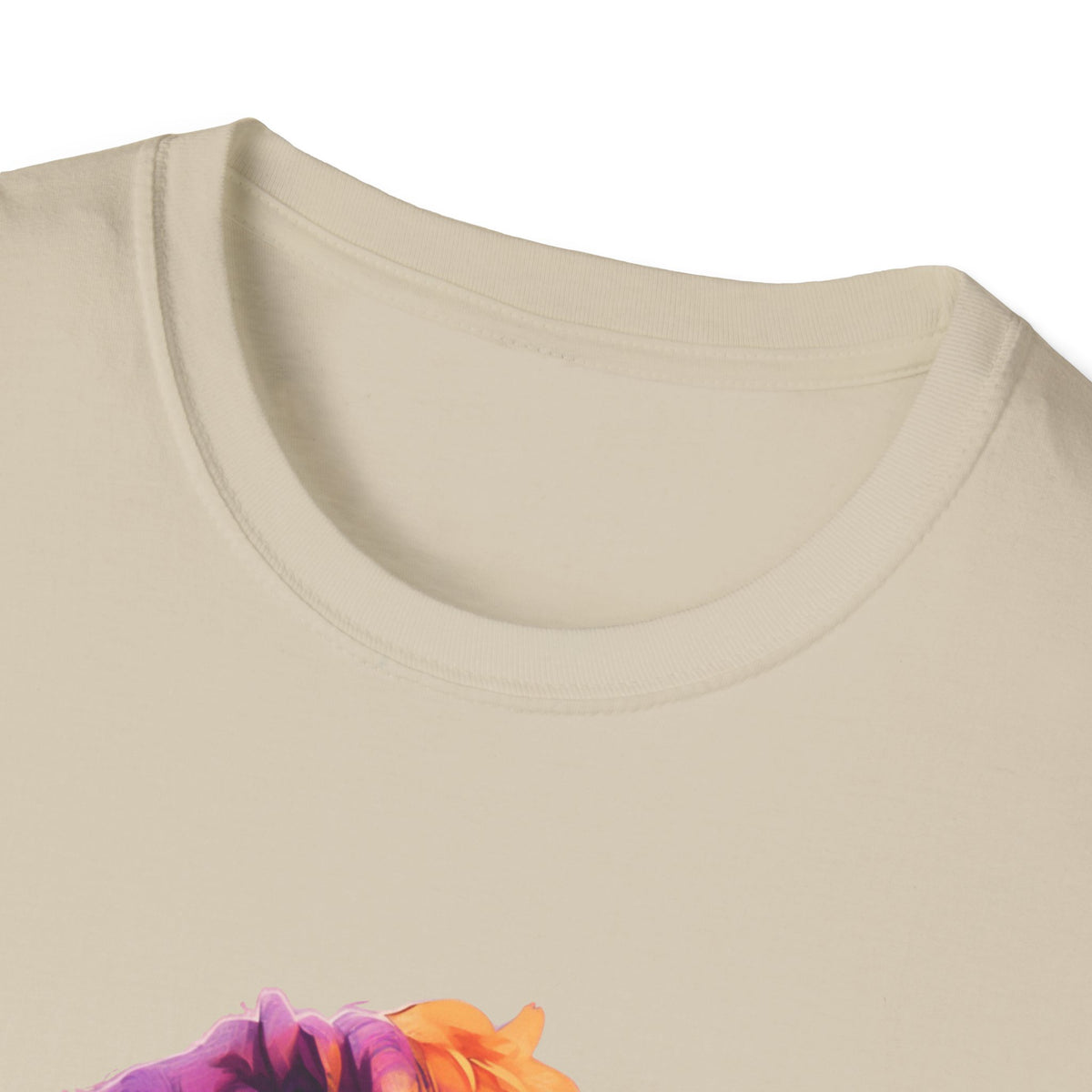 Urban Street Art Portrait Graphic Tee, Purple-Orange Hair Design