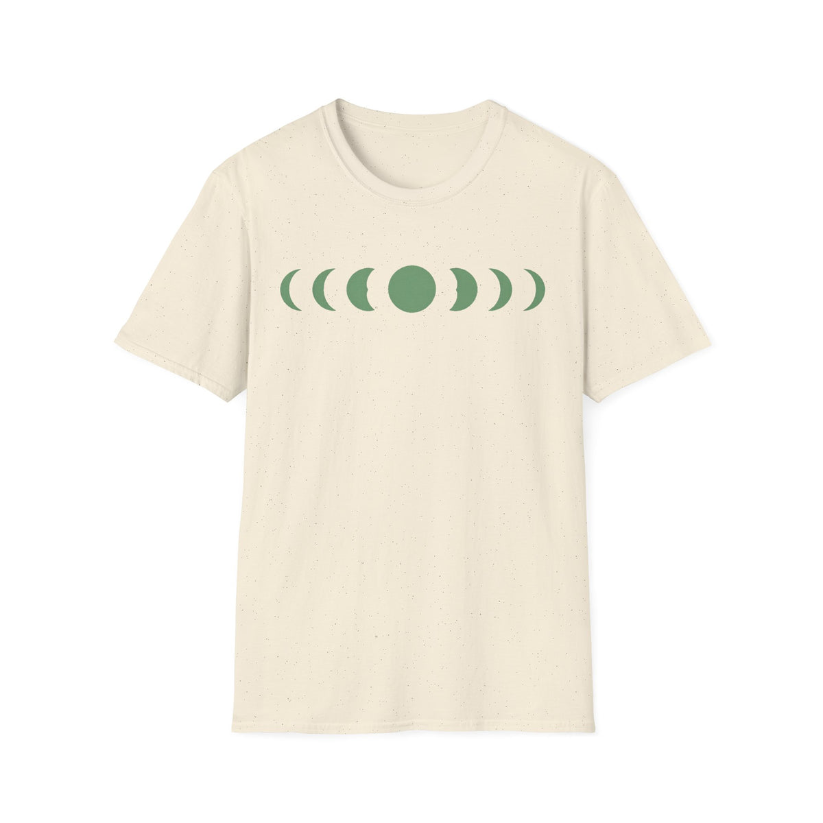 Moonphase Study Line-Art Tee, Sage on Cream Unisex Softstyle