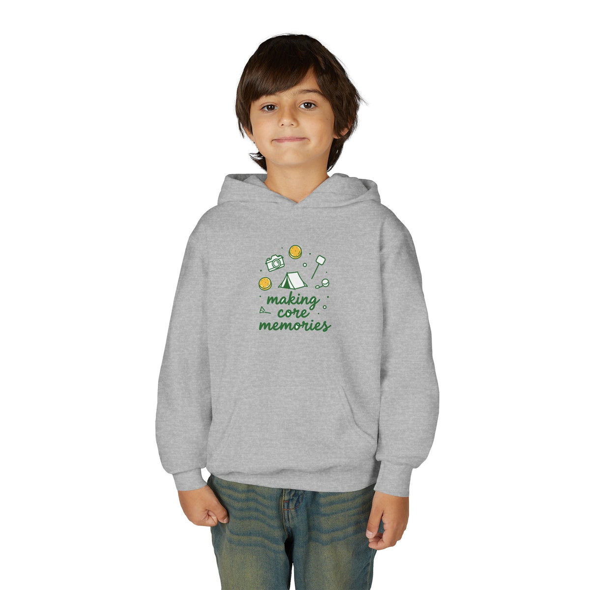 Making Core Memories Kids Hoodie - Camping Doodle Graphic