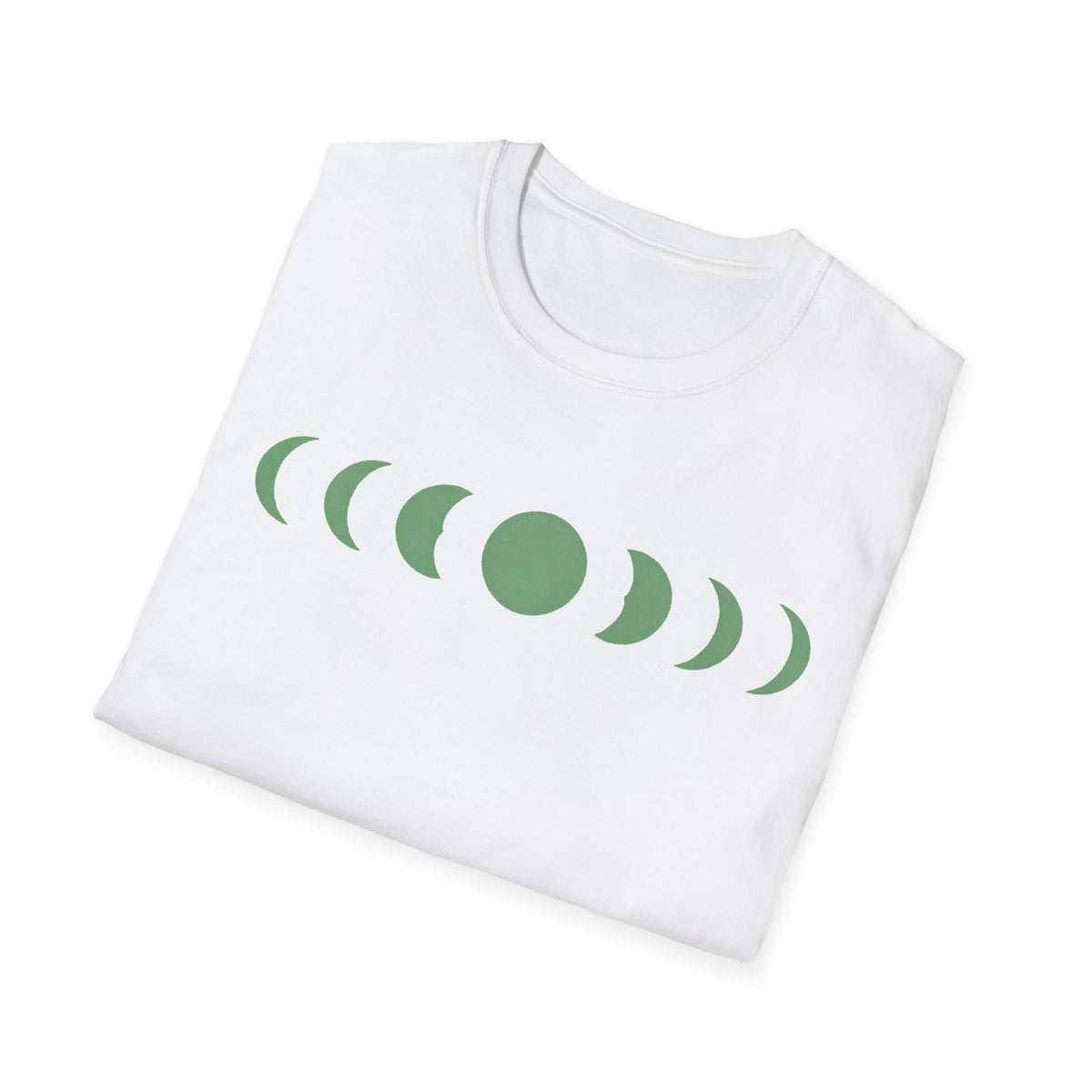 Moonphase Study Line-Art Tee, Sage on Cream Unisex Softstyle