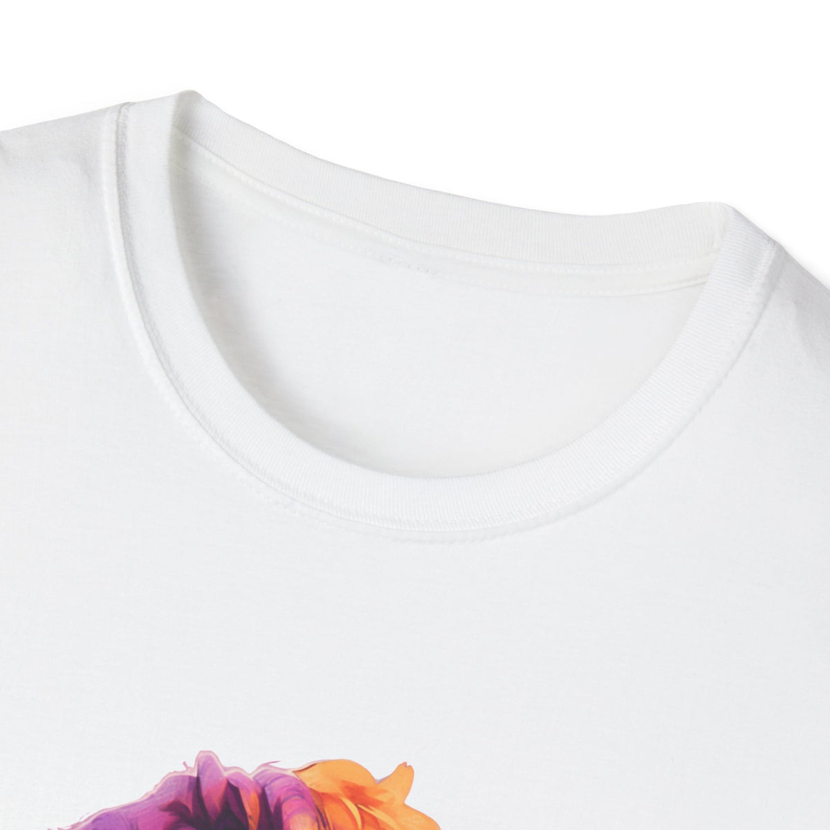 Urban Street Art Portrait Graphic Tee, Purple-Orange Hair Design