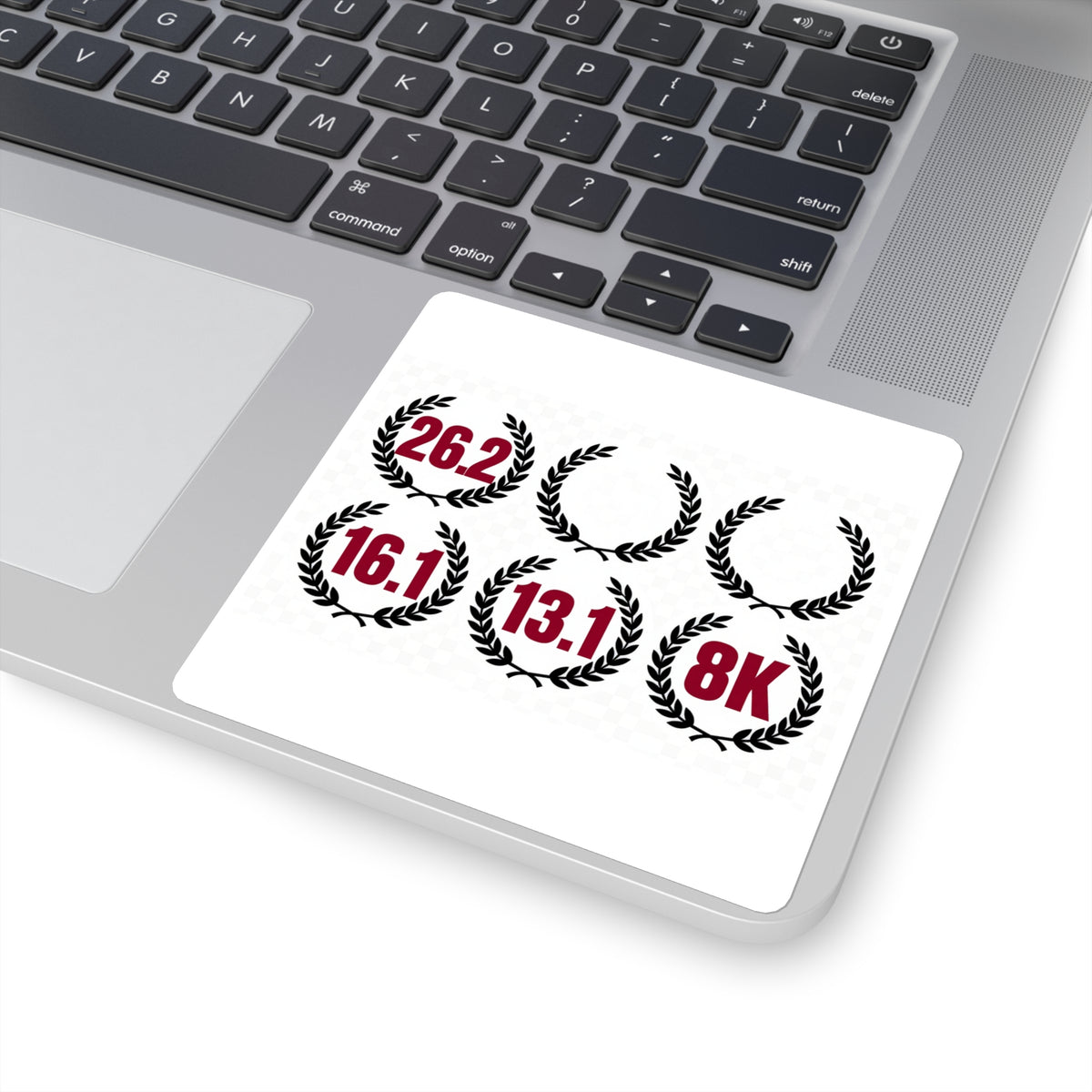 Finish Line RVA Distance Decals, Set of 3 - 26.2 13.1 8K Laurel