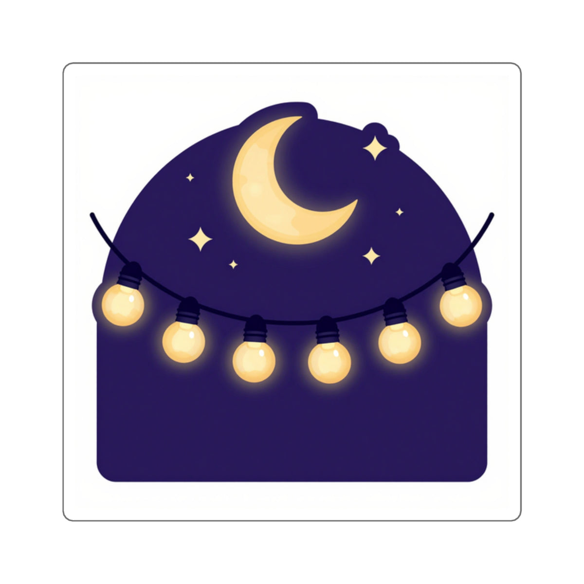 Golden Hour Market Night Holographic Sticker — String Lights, 3.5in