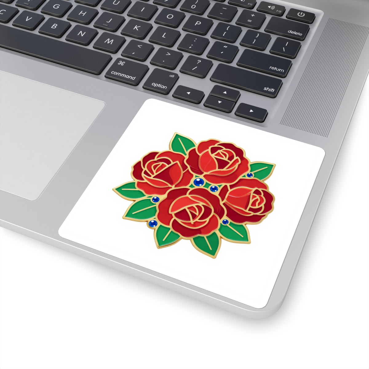 Oversized Brooch Bloom Vinyl Decal, 3in Faux Enamel Pin Look