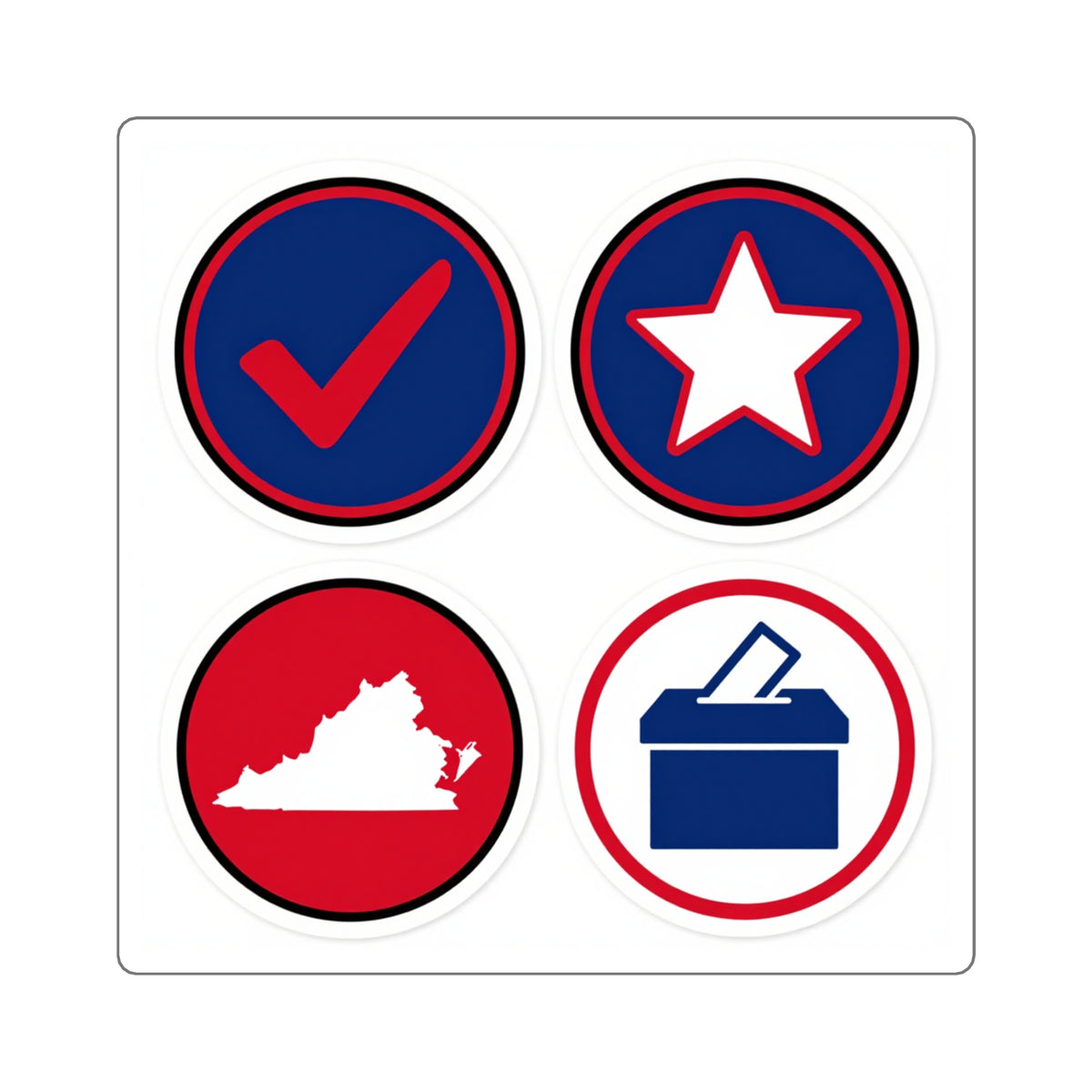 I Voted Virginia Sticker Sheet - 4 Nonpartisan 2in Mini Decals