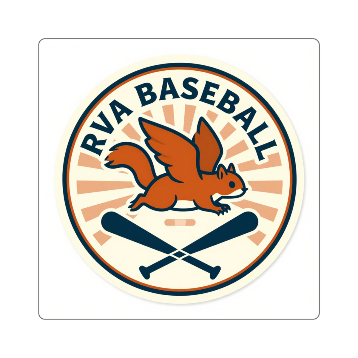 Flying Squirrel RVA Baseball Sticker, 3in Kiss-Cut Vinyl Decal