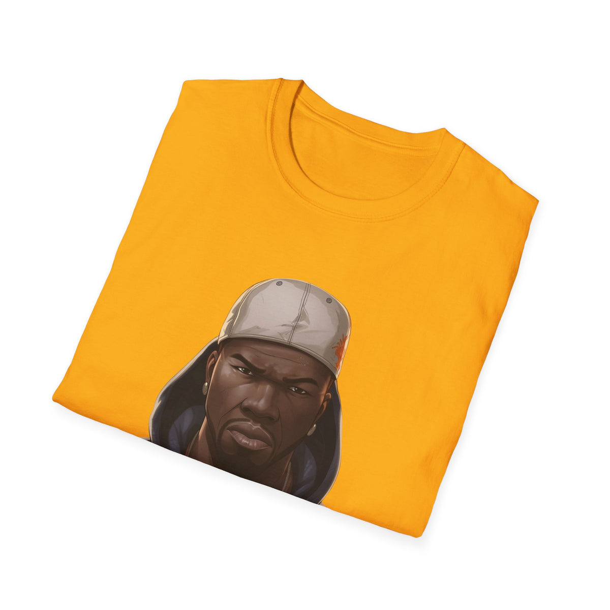 Hip Hop Artist Cartoon Portrait Graphic Tee, Black Streetwear Shirt