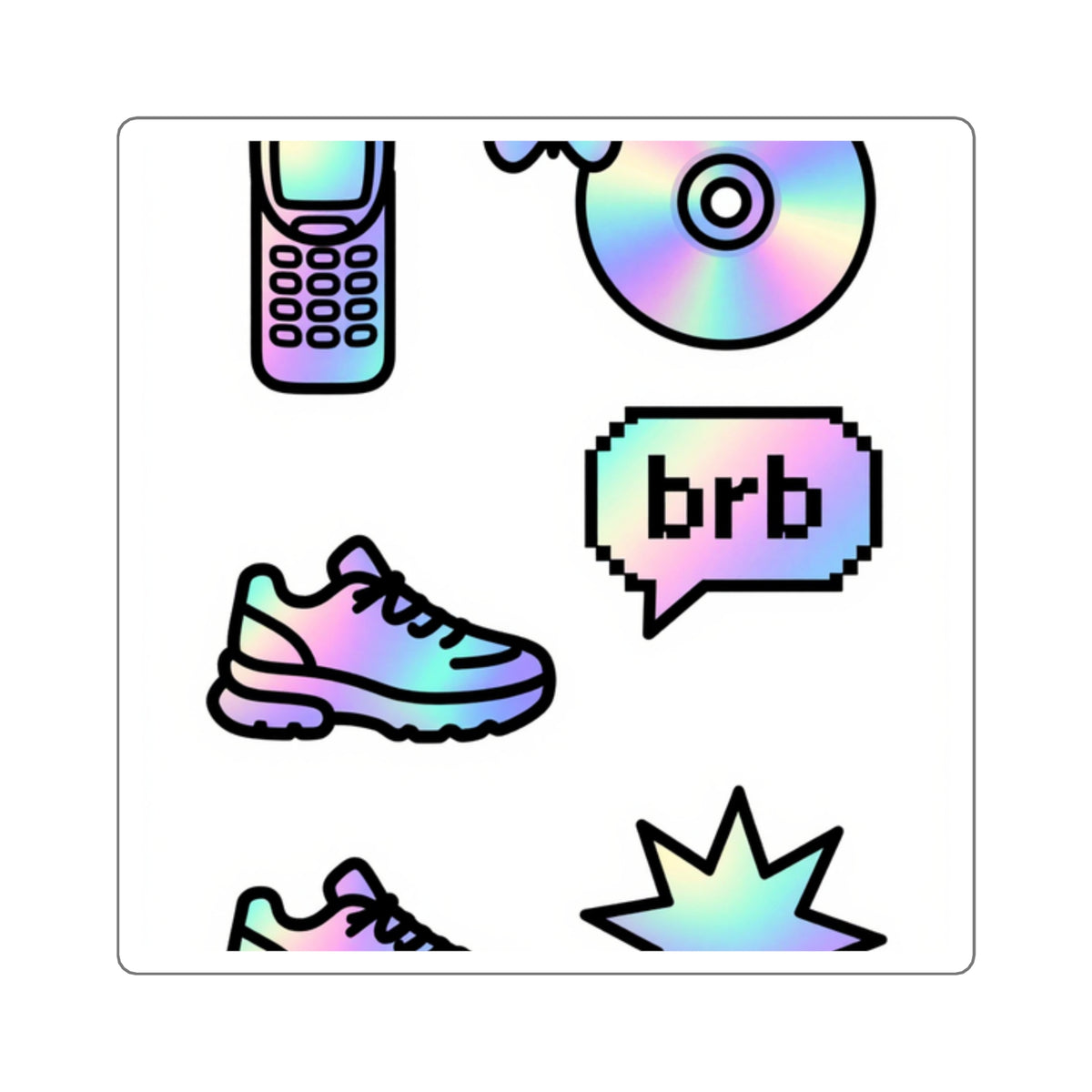 'Afterglow Arcade' Holographic Y2K Icons Sticker Sheet, 4x6in