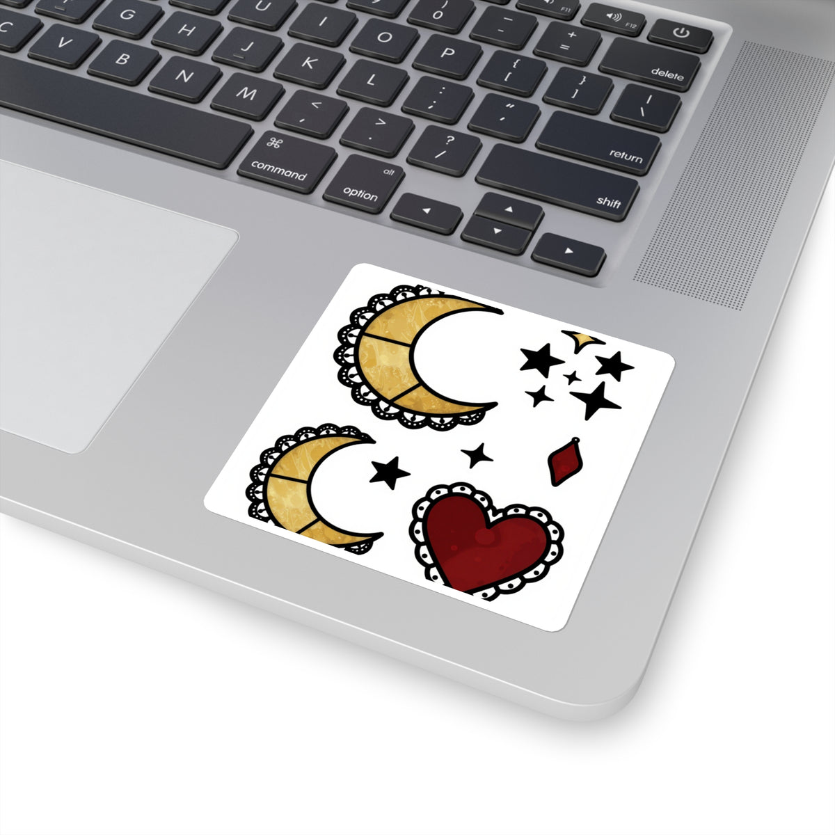 Moonlit Lace Celestial Sticker Sheet - Gothic Laptop Decals 4x6in