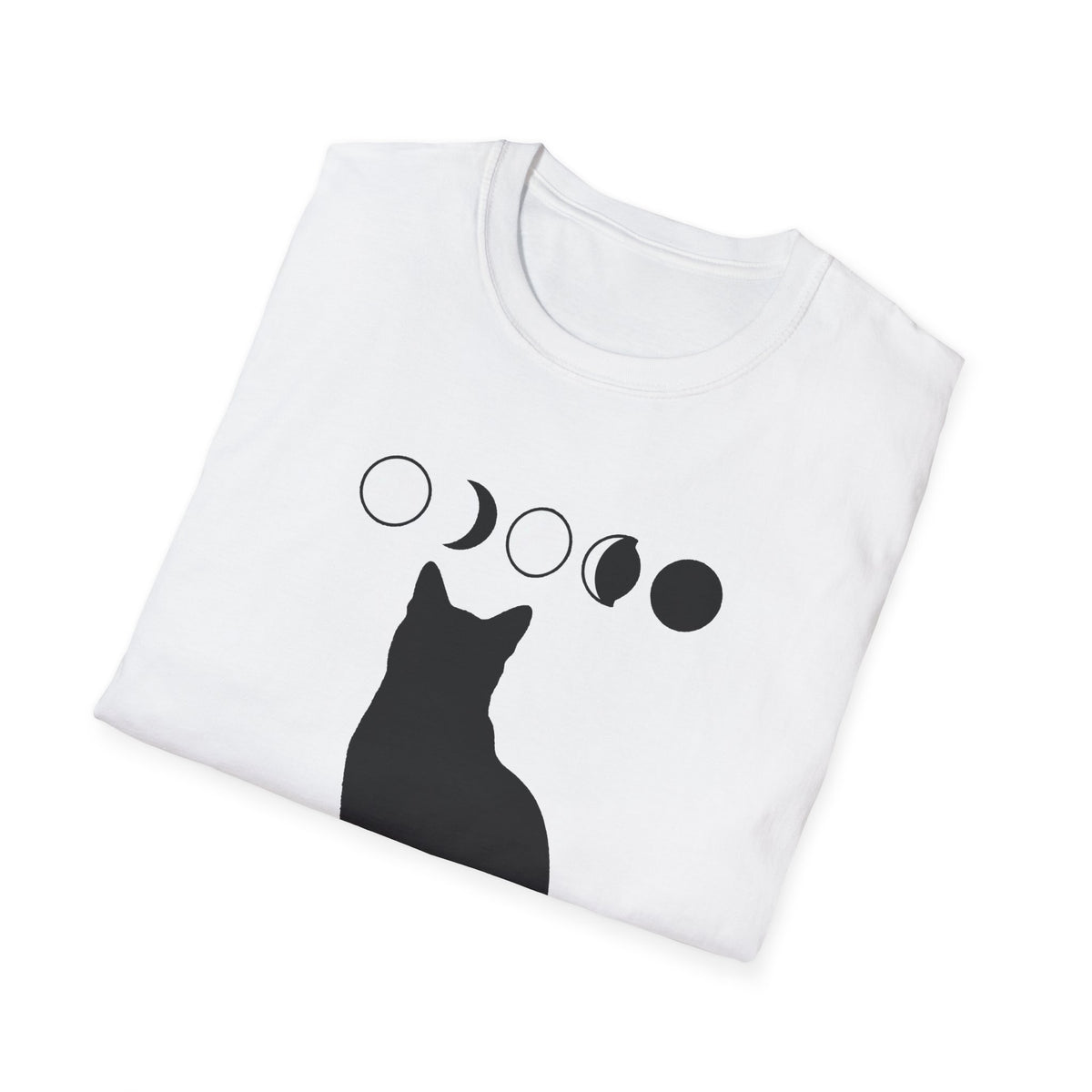 'Spellbound' Black Cat & Moon Phase Tee, Witchy Fall Graphic Shirt