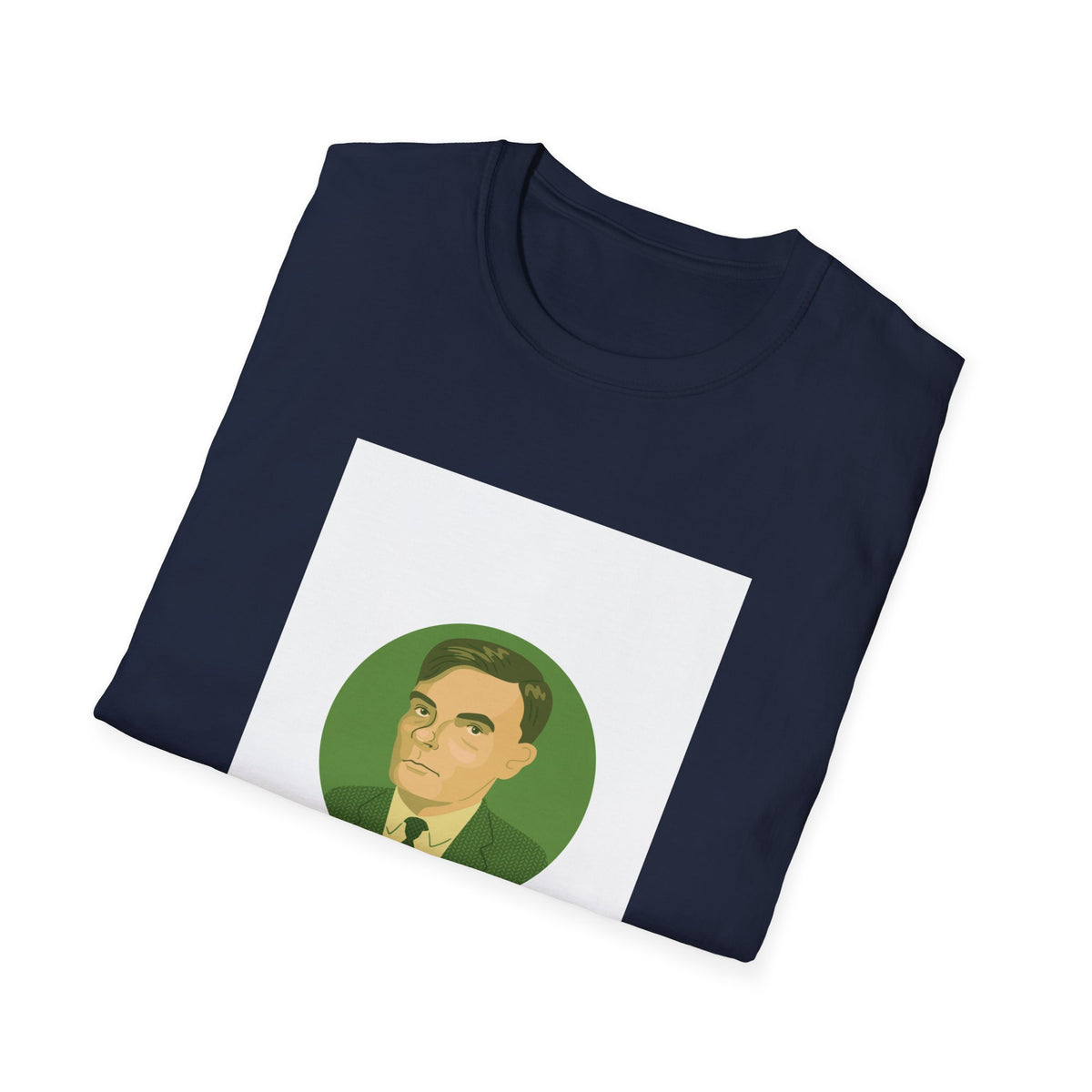 Alan Turing Portrait Tee, Green Line-Art Computer Science Shirt