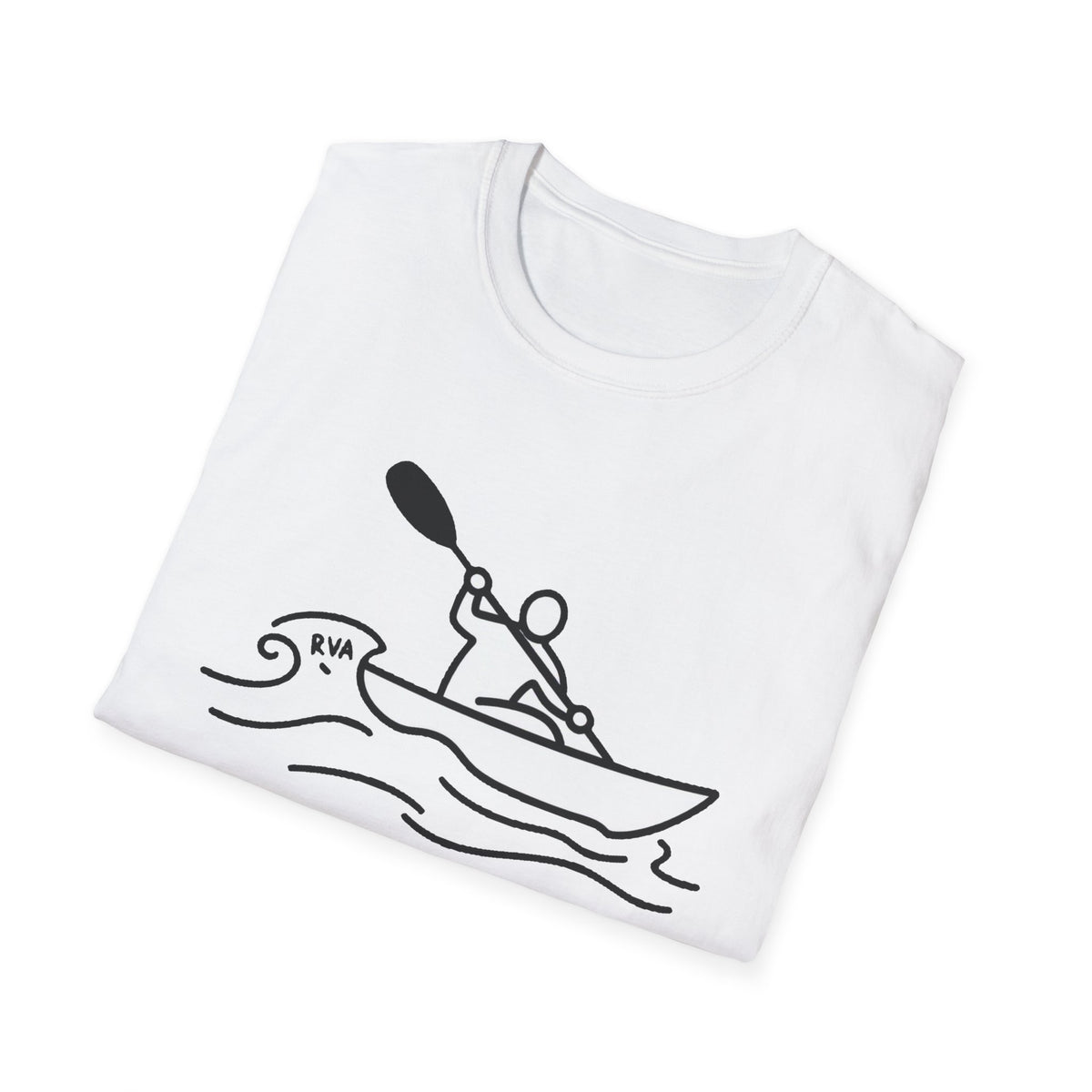 'Paddle RVA' Kayaker Line Art Tee, James River Unisex Softstyle Shirt