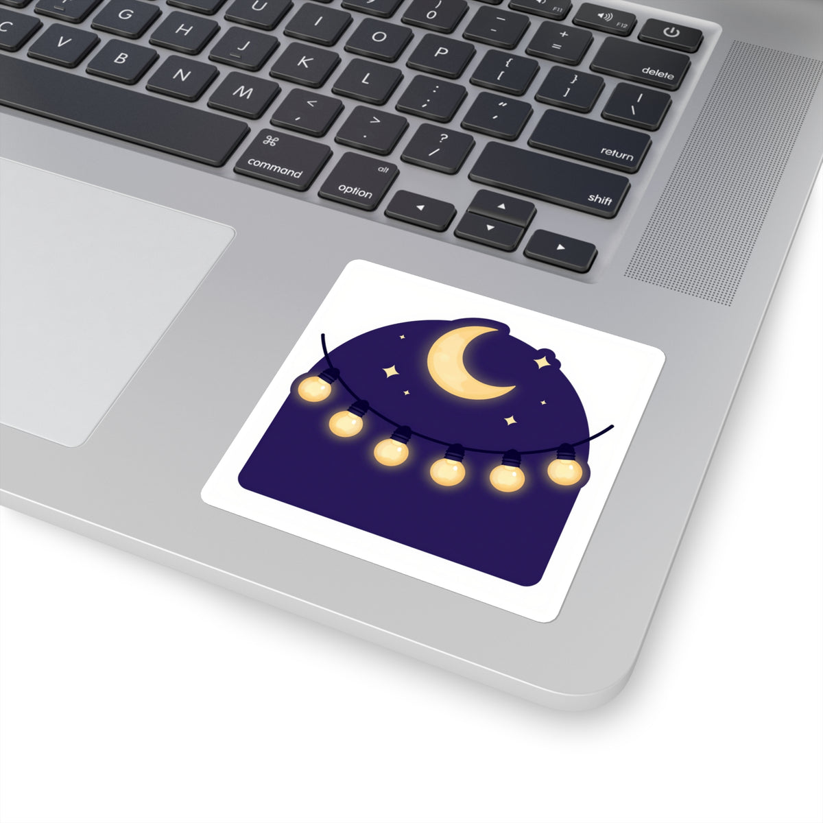 Golden Hour Market Night Holographic Sticker — String Lights, 3.5in