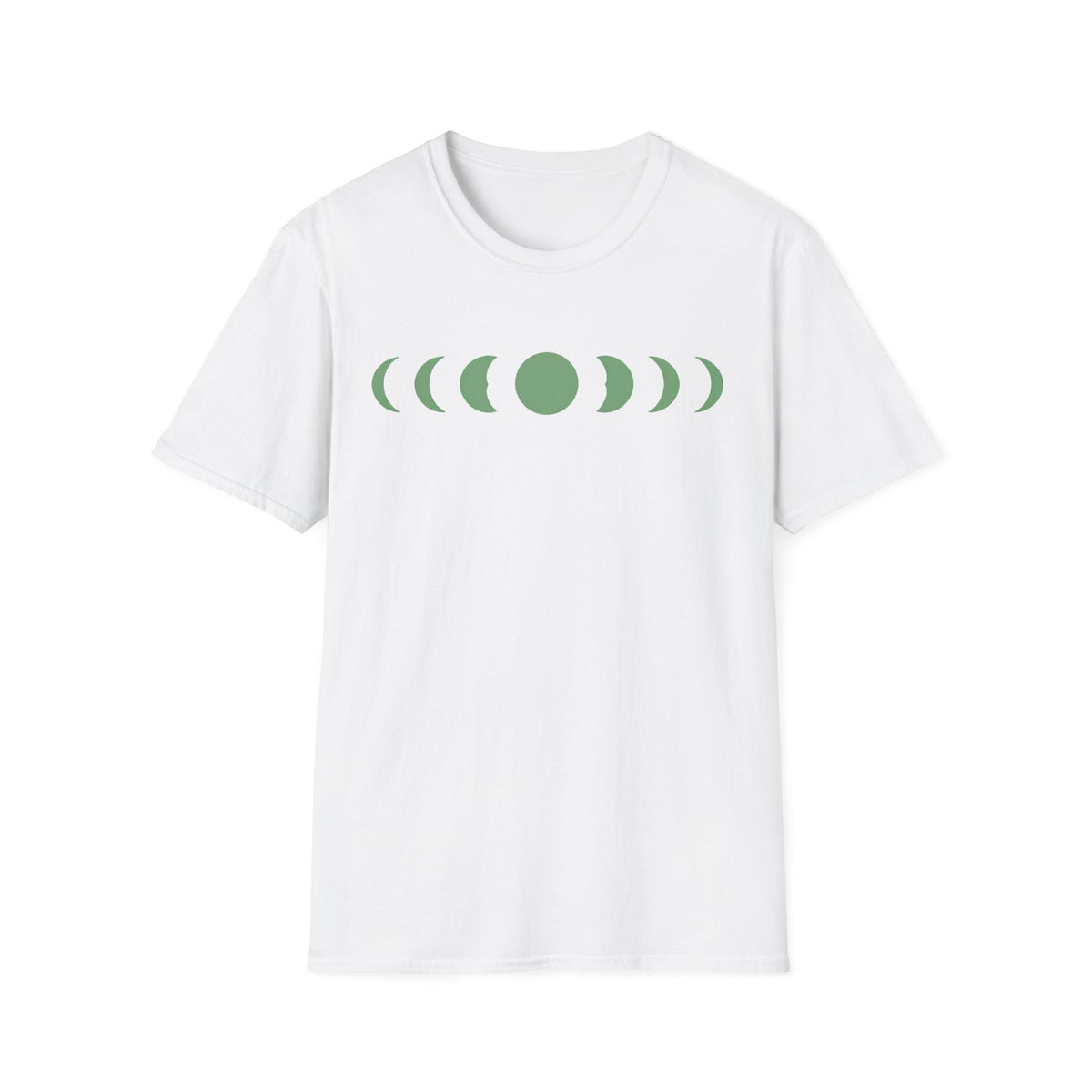 Moonphase Study Line-Art Tee, Sage on Cream Unisex Softstyle