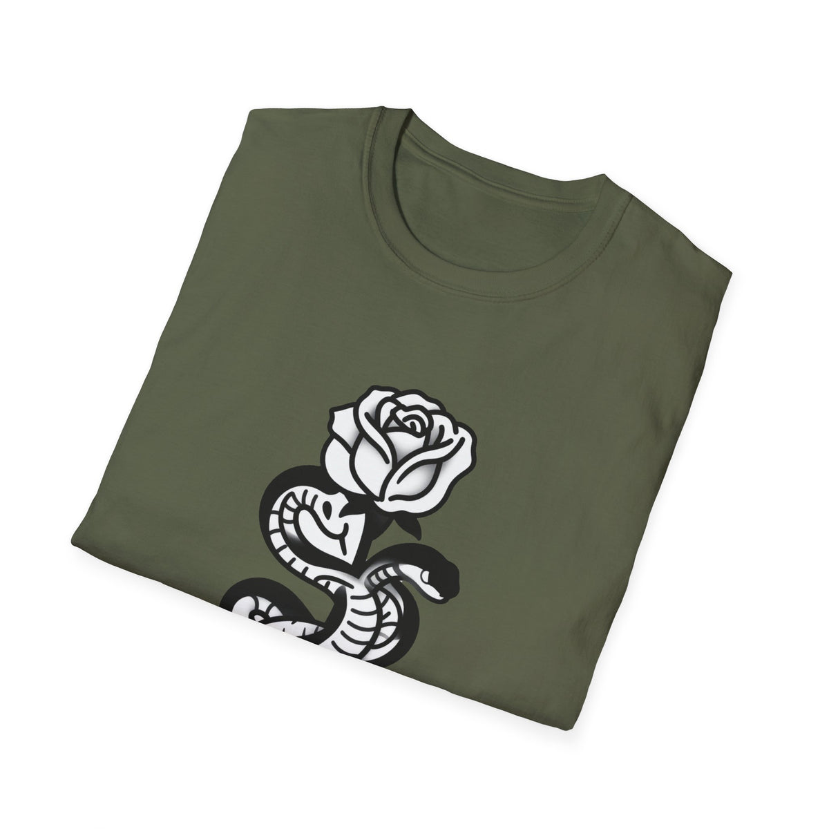 'Villain Era' Snake & Rose Line-Art Chest Print Tee, Black