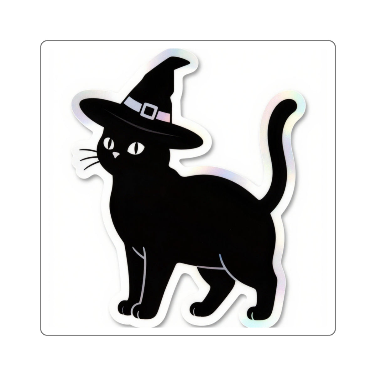 'Witch's Familiar' Holographic Black Cat Sticker, 4in Die-Cut