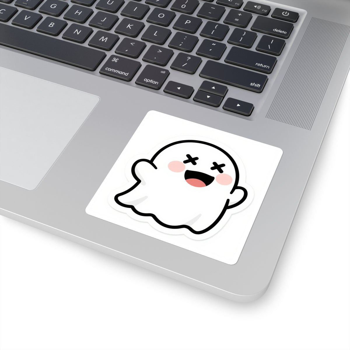 'Boo!' Cross-Eyed Ghost Die-Cut Sticker, 3in Vinyl Decal