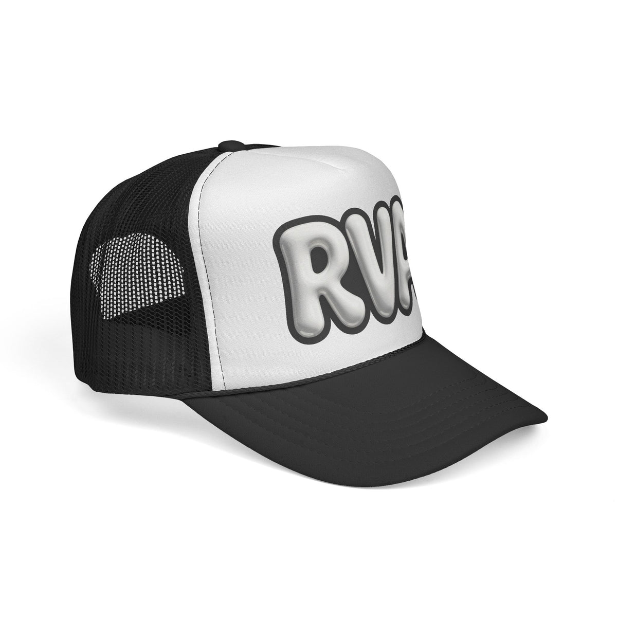 'RVA' Chrome Bubble Letter Trucker Hat, Y2K Snapback Cap