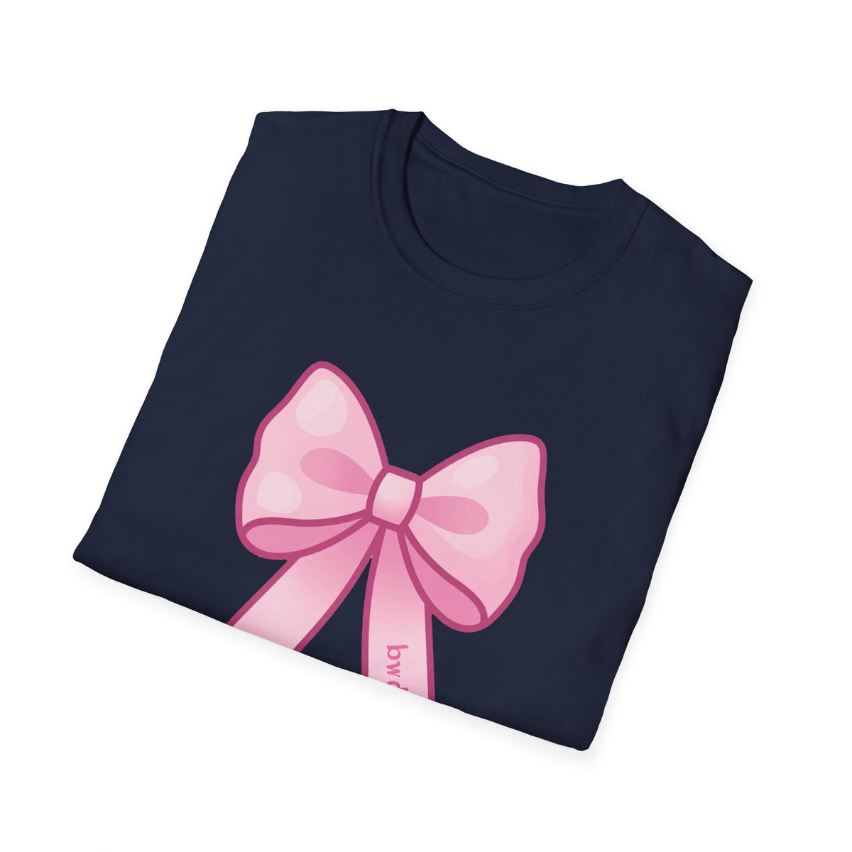 'Bow Down' Coquette Ribbon Bow DTF Tee, Pastel Pink Graphic