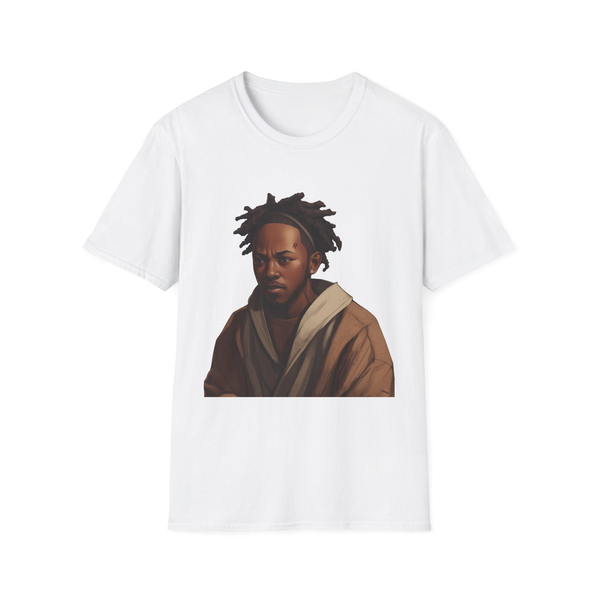Locs & Hoodie Portrait Tee — Streetwear Hip-Hop Graphic Shirt