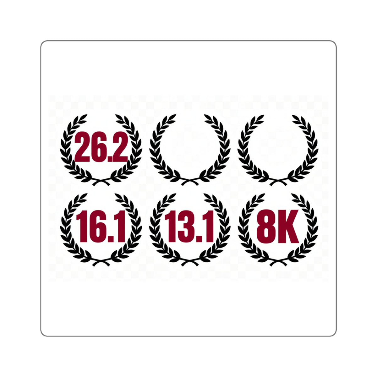 Finish Line RVA Distance Decals, Set of 3 - 26.2 13.1 8K Laurel