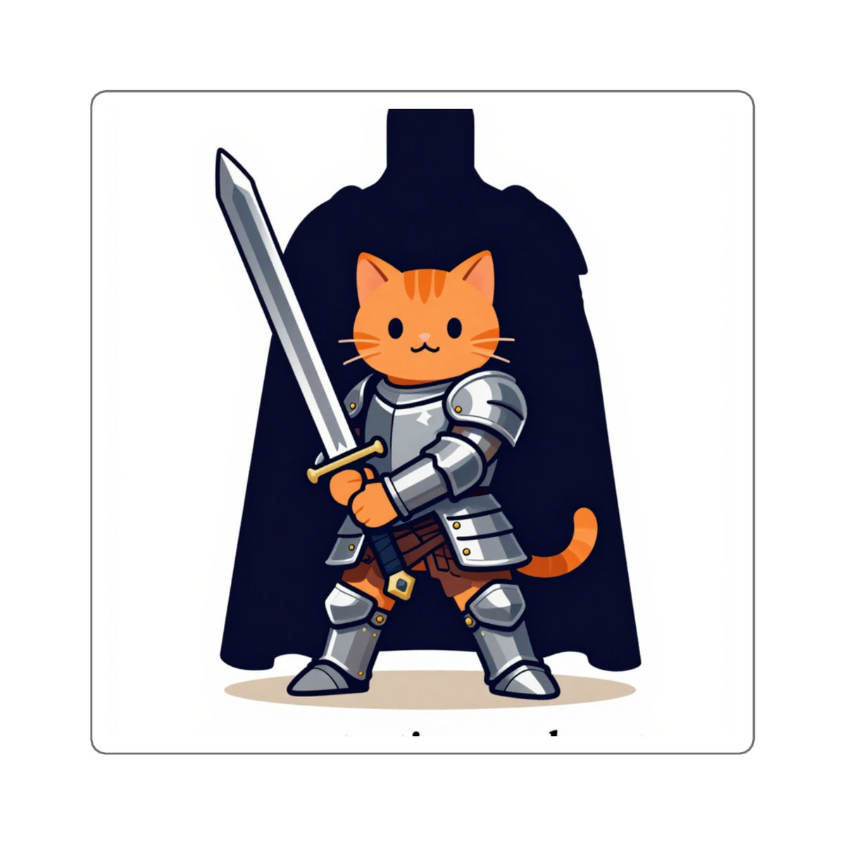 'Protecting My Heart' Armored Kitten Knight Sticker, 3.5in