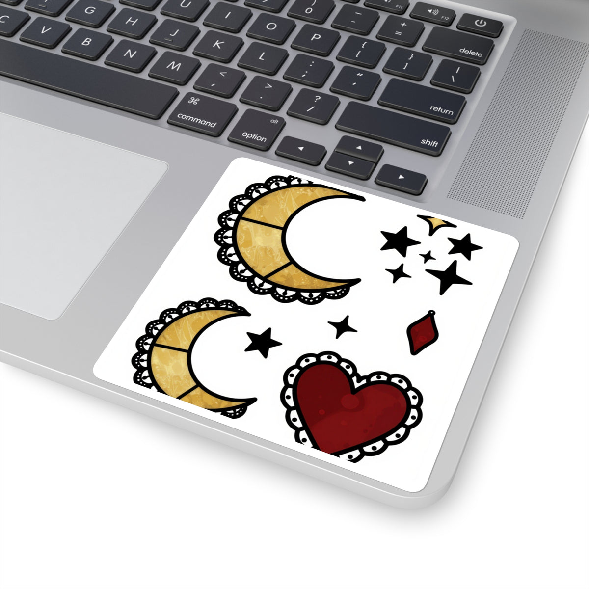 Moonlit Lace Celestial Sticker Sheet - Gothic Laptop Decals 4x6in