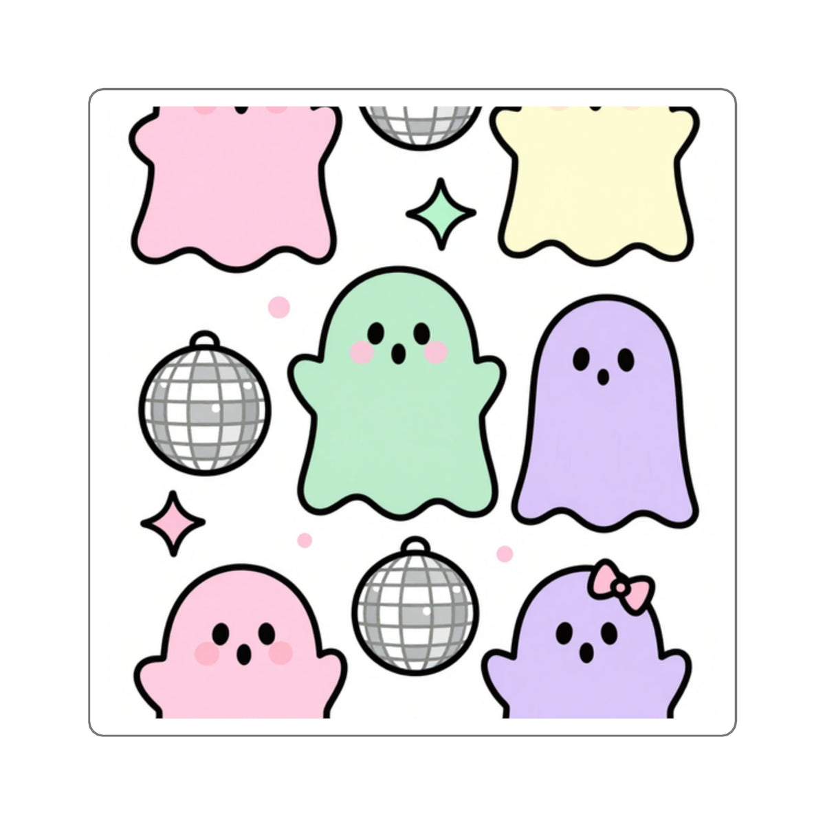 Disco Ghost Pastel Spooky Sticker Sheet, Kiss-Cut Halloween 5x7