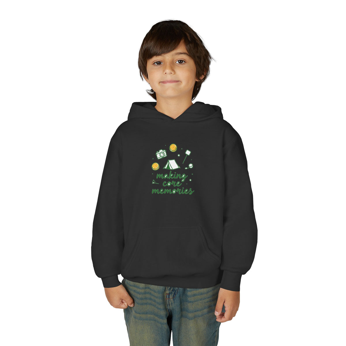Making Core Memories Kids Hoodie - Camping Doodle Graphic