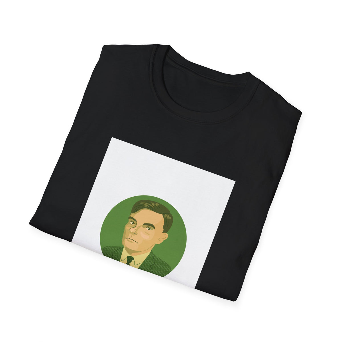 Alan Turing Portrait Tee, Green Line-Art Computer Science Shirt