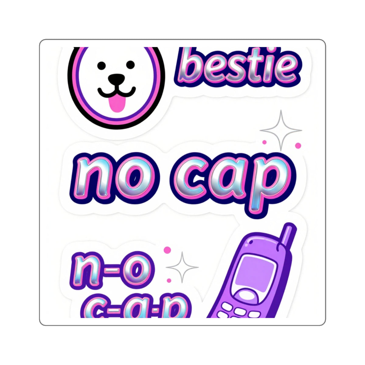 Y2K Bestie Core Sticker Sheet, 4x6in Laptop & Water Bottle Decals